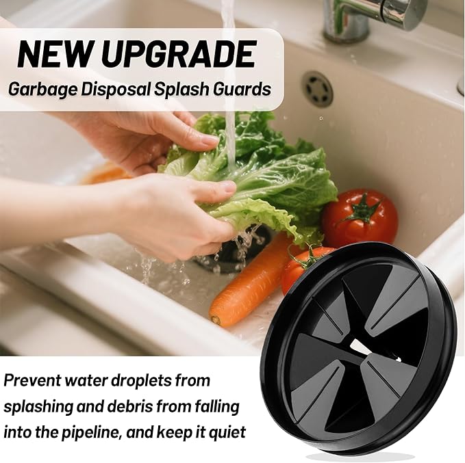 3 3/8" Garbage Disposal Splash Guard QCB-AM for Insinkerator Evolution Series, Removable Quiet Sink Rubber Drain Insert, 2026 Upgrade New Design Garbage Disposer Accessories by Katewei