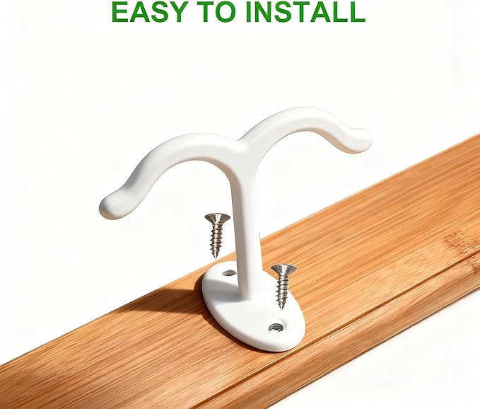 10 Pcs Zinc Alloy Ceiling Double Hook Cabinet Wardrobe Coat Towel Hat Hook Hooks Under Cabinet Shelf (White)