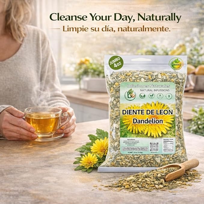 Diente de León Herbal Tea – Dandelion Loose Leaf – 4 oz (113 g) – 100% Natural, Vegan, Non-GMO, Caffeine-Free – Traditional Herbal Infusion – by BexpertsUSA