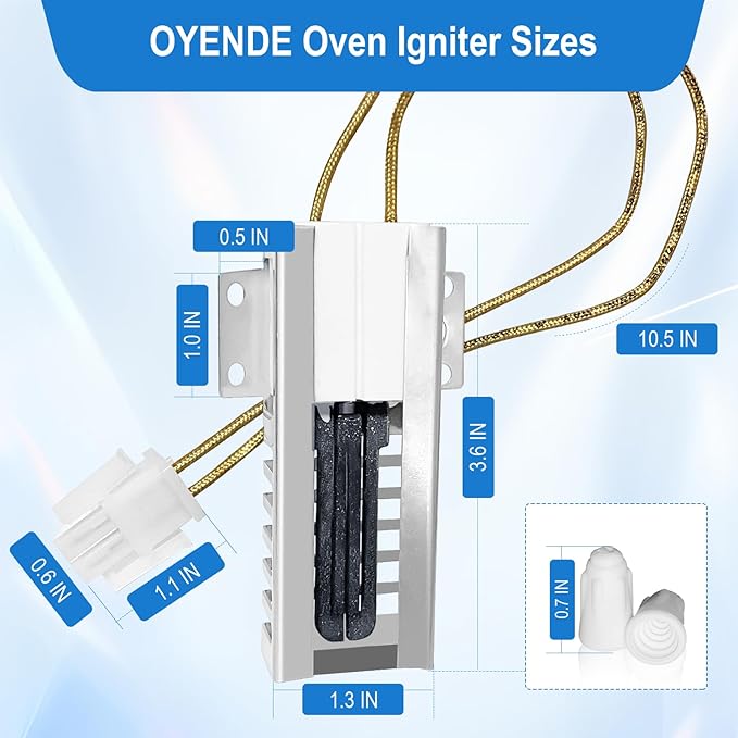 WB13K21 Oven Igniter for Gas Stove,Oven Igniter, for G-E Frigid-aire Hotp-oint Kenm-ore Sams-ung Gas Oven Igniter 5303935066,WB13K0021,WB13T10045,WB13K10026,Replace DG94-00520A Norton 501a,AP2020569.
