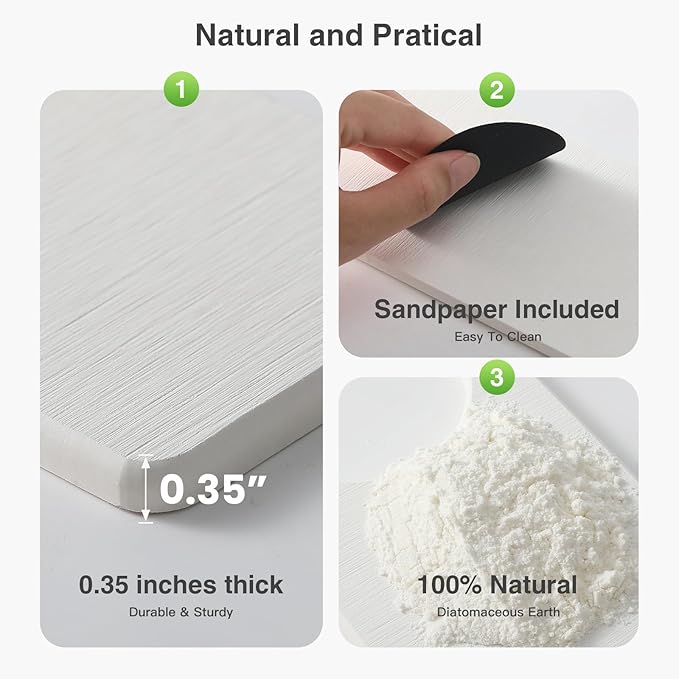 20" x 4" Stone Faucet Mat for Kitchen Sink, Quick Drying Diatomite Sink Tray, Faucet Sink Splash Guard for Prevents Moisture Buildup (White)