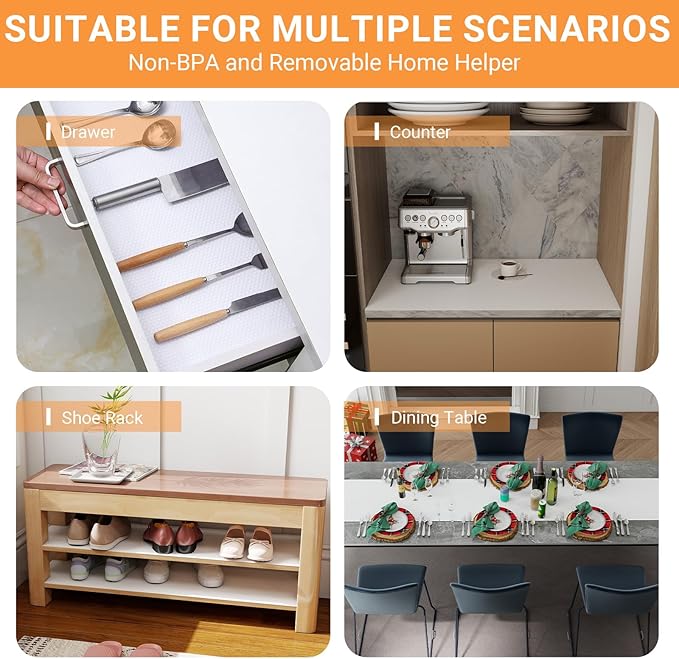 FLPMIX Shelf Liners for Kitchen Cabinets: 23" Wide Waterproof Under Sink Mats - Non-Adhesive Easy to Cut Large Drawer Liner for Pantry Cupboard 23" x 300" White