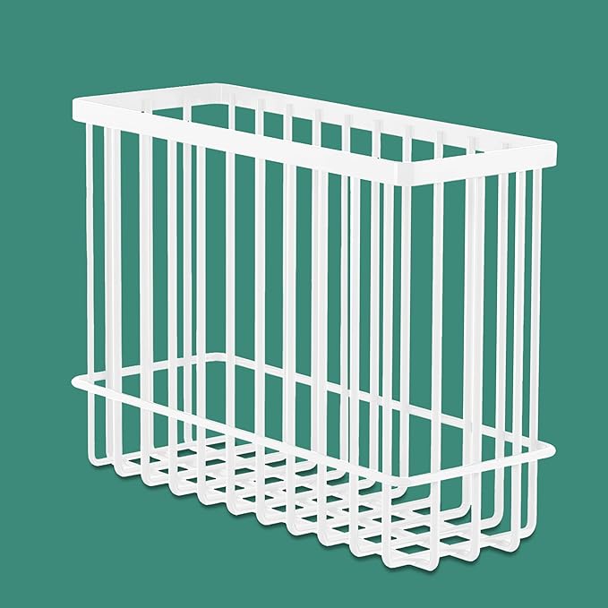 2 Pack Cabinet Door Organizer, Foil and Plastic Wrap Organizer, Wall Mounted Kitchen Organizers and Storage Wire Basket, Pantry Door Storage Kitchen Wrap, White