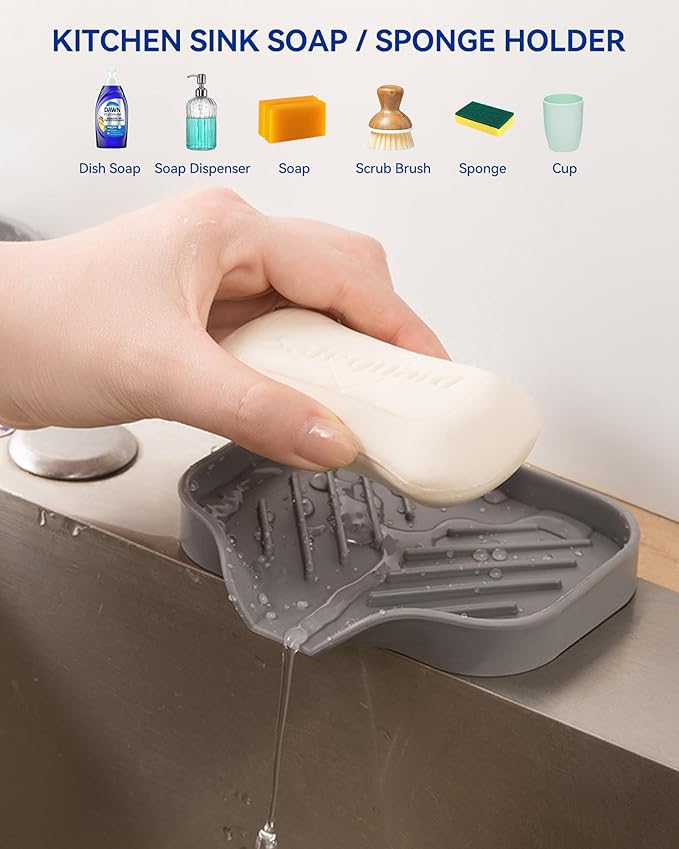 PEISAINOX Travel Soap Case, Leakproof Soap Container with Lid, Portable Bar Soap Holder for Traveling, Soap Dishe for Bathroom, Shower, Gym, School, Camping, Vacation, Outdoor (Clear&Gray)