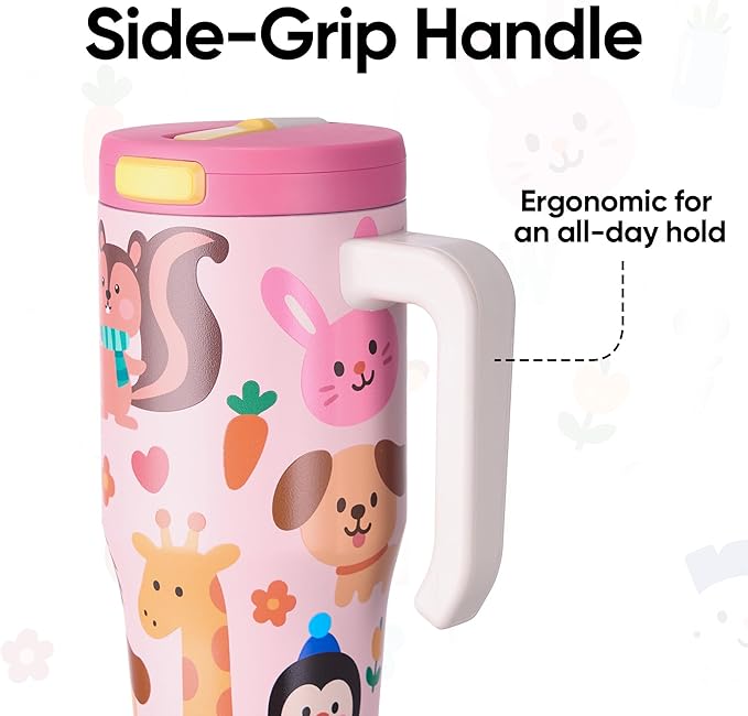 Fijinhom 25 oz Insulated Tumbler with Handle, Stainless Steel Insulated Water Bottle Coffee Mug with Straw, Coffee Cups, Cute Water Bottle for Sports, Travel, Lunch, Pet Pals