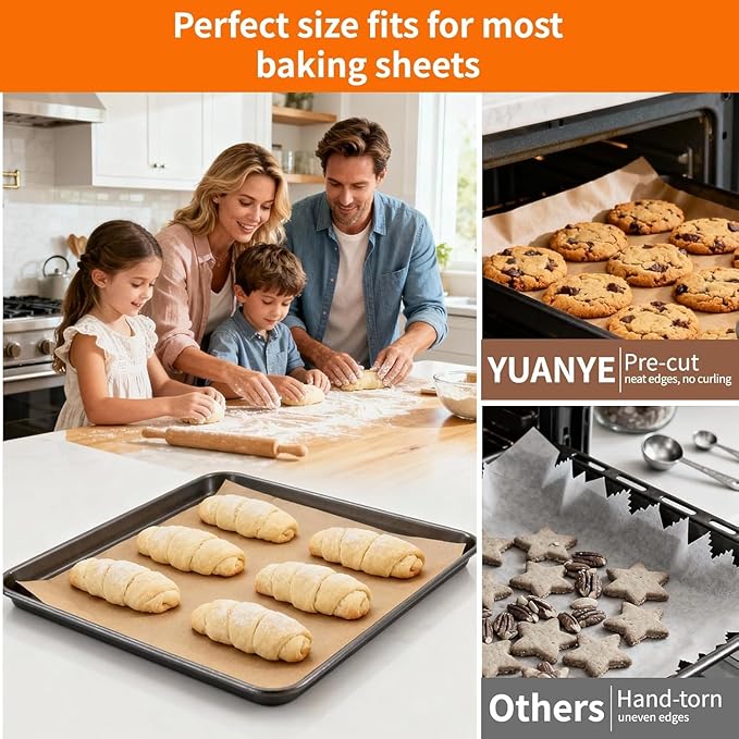 Unbleached 15x350 ft Parchment Paper Roll, 437 Sq.Ft, Non Stick Brown Extra Long Baking Paper Sheets with Serrated Cutter for Cooking, Baking, Grillin, Steaming Bread Cookies, Oven/Air Fryer/Microwave
