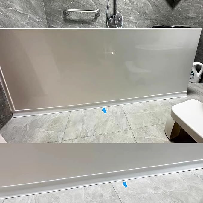 Water Barrier for Sink,Shower Threshold Water Dam Barrier,Waterproof Barrier Bathroom,Collapsible Silicone Strip Trim Splash Guard (White-1M)
