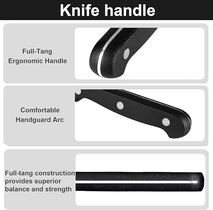 Kitchen Knife, 3-Pcs Knife Set, 8 Inch Chef Knife, 5 Inch Utility Knife, 3.5 Inch Paring Knife, Ultra Sharp Chef's Knives in High Carbon Stainless Steel, Ideal for Cooking, Chopping, Slicing and BBQ