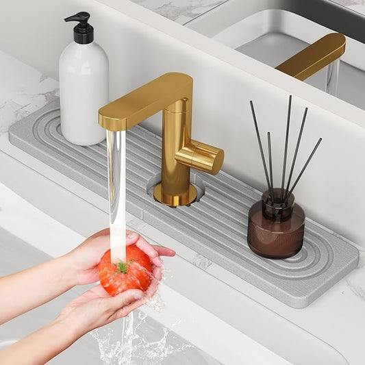 Stone Quick Dry Faucet Mat for Kitchen Sink [Diatomite Super Fast Drying] Stone Faucet Mat for Kitchen Sink Splash Guard Sinks Stones Quick Dry around Faucets Stones Drying Bathroom