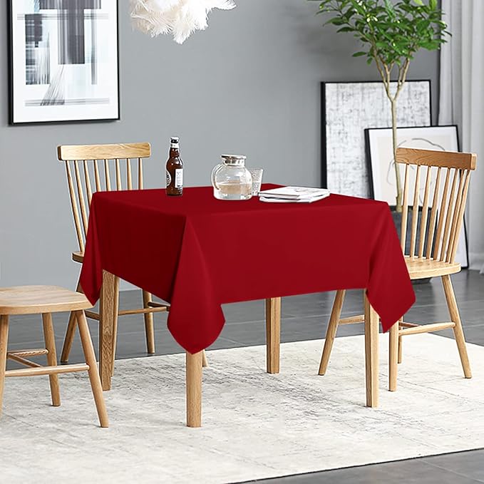 sancua 2 Pack Red Tablecloth 54 x 54 Inch, Stain and Wrinkle Resistant Square Table Cloth - Washable Polyester Table Cover for Dining Tables, Buffet Parties and Camping
