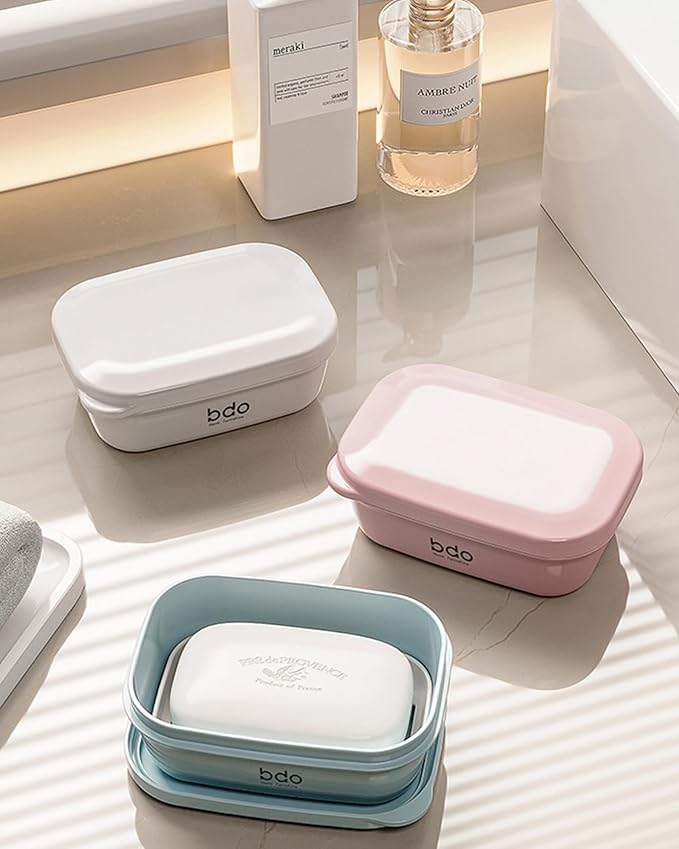 PEISAINOX Travel Soap Case, Leakproof Soap Container with Lid, Portable Bar Soap Holder for Traveling, Soap Dishe for Bathroom, Shower, Gym, School, Camping, Vacation, Outdoor (Pink)