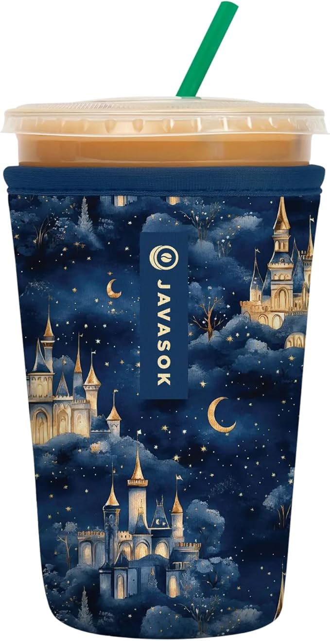 Sok It JavaSok Iced Coffee & Cold Soda Insulated Neoprene Cup Sleeve (Castle in the Sky, Medium: 22-28oz)
