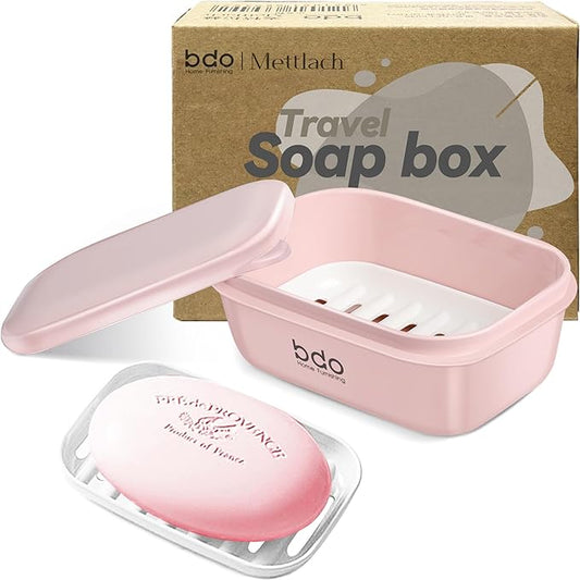 PEISAINOX Travel Soap Case, Leakproof Soap Container with Lid, Portable Bar Soap Holder for Traveling, Soap Dishe for Bathroom, Shower, Gym, School, Camping, Vacation, Outdoor (Pink)