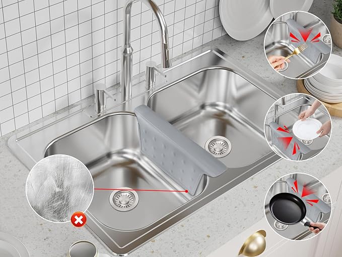 Sink Saddle, Divider Protector Mat, Kitchen Sink Mat, No Smell, No Stains, Ultra Soft, 13.46" x 11.5"