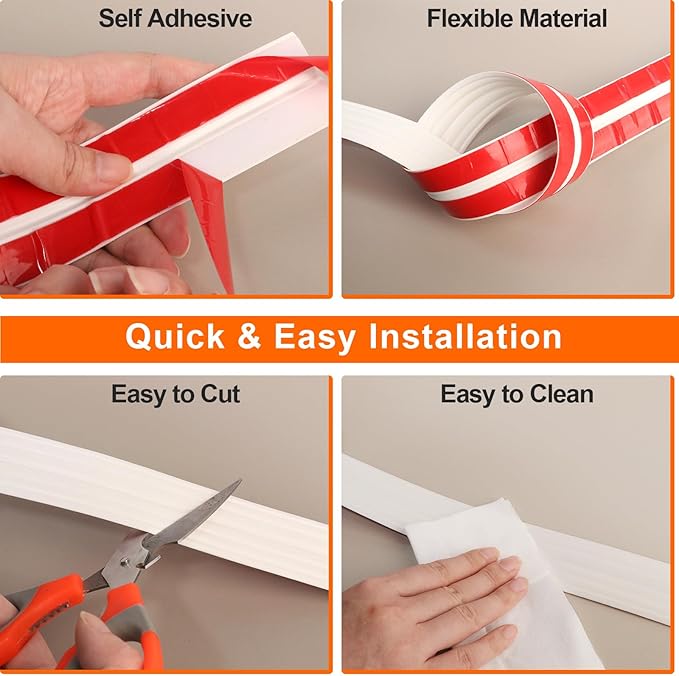 Peel and Stick Wall Corner Protector & Edge Guard, Self-Adhesive Flexible Trim Molding for Inside & Outside Corners, Wall, Countertop, 1.6" W x 20' L, White