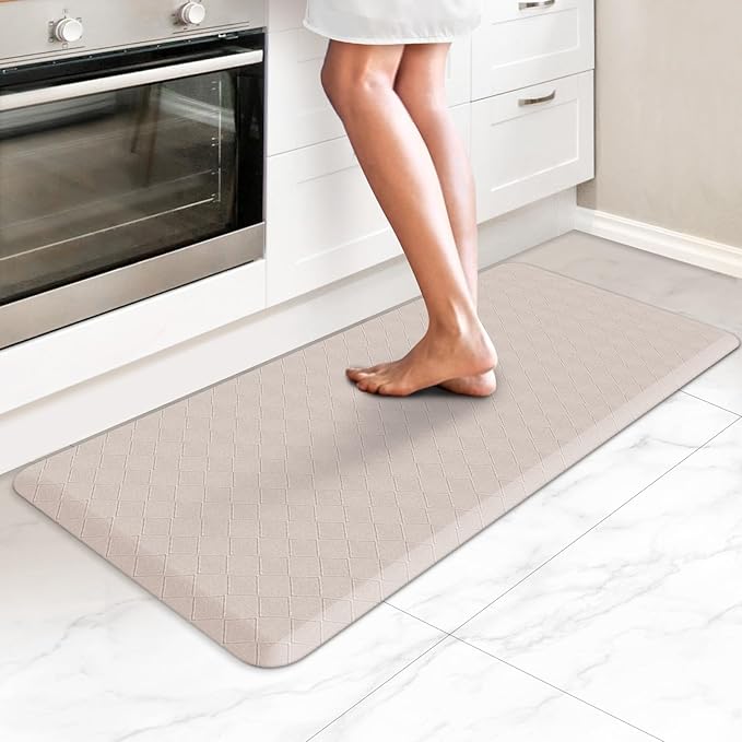 HappyTrends Kitchen Runner Rugs Anti-Fatigue mats,17.3"x 39",Non Slip Waterproof Ergonomic Comfort Mat for Kitchen, Floor Home, Office, Sink, Laundry,Khaki