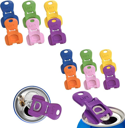 12PCS Colorful Can Tab Openers & Leak-Proof Drink Covers – One-Hand Soda Can Opener and Reusable Protector Caps for Coke, Beer, Soda, and Aluminum Cans