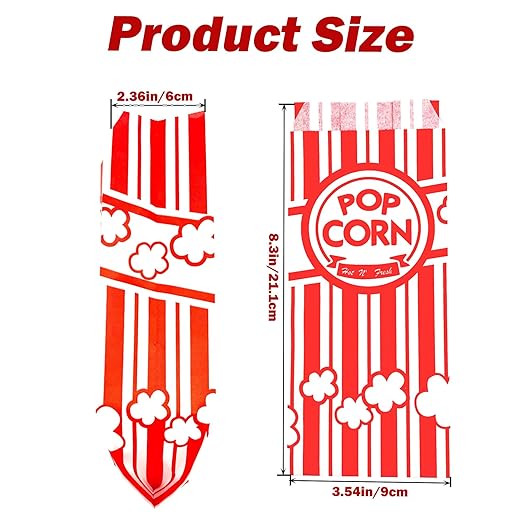 Homrelaxy 144 Pcs Paper Popcorn Bags, 1 oz Popcorn Bags Individual Servings, Bulk Pop Corn Sleeves for Pop Corn Machine, Movie Night, Cinema, Carnival, Party, Concessions
