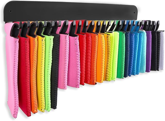 2 Pack Can Cooler Sleeves Holder Magnetic for Fridge, Beer Sleeves Dispenser Organizer for Storage w/ 25 Hooks, with Screws for Wall Mounted, for Holidays Wedding Party