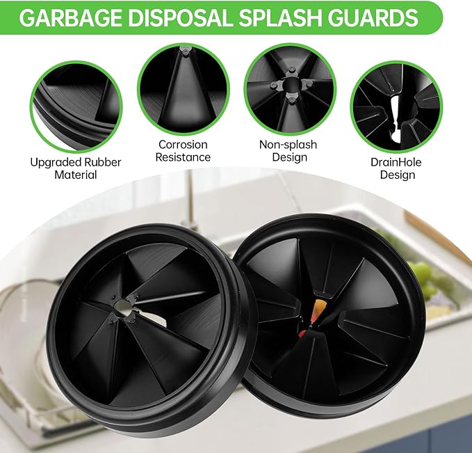 4 Pack 3 3/8" Garbage Disposal Splash Guard Silicone Sink Baffle QCB-AM for InSinkErator Evolution Series and Moen Models, Noise Reduction Leak-Proof Drain Plug