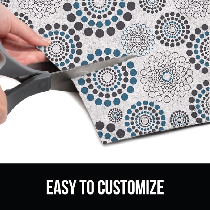 GORILLA GRIP LeakGuard Non-Adhesive Under Sink Mat for Kitchen Cabinet, 24x60, Waterproof Quick Dry Shelf Liner, Durable Absorbent Felt Mats for Bathroom Sink, Cabinets, Dresser, Spiral Gray Turquoise