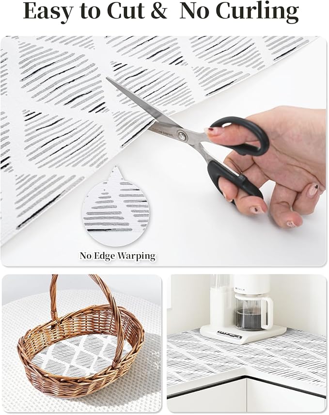 Shelf Liners for Kitchen Cabinets Non-Adhesive, Non-Slip Thickened Shelf Paper Waterproof Washable for Drawer Dresser Pantry Shelve Bathroom Protector Liner