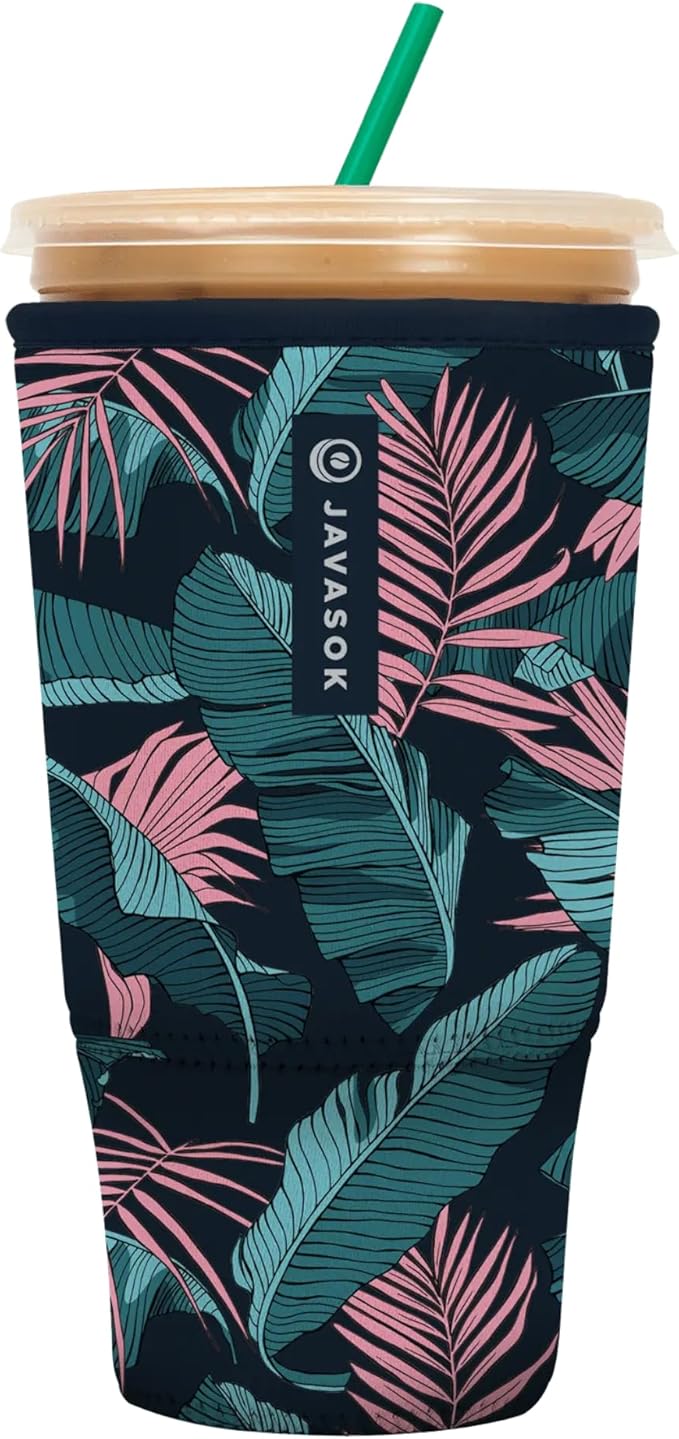 Sok It JavaSok Iced Coffee & Cold Soda Insulated Neoprene Cup Sleeve (Midnight Tropics, XXLarge: 44-48oz)