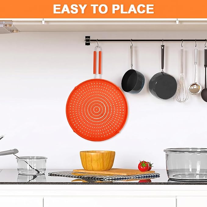 Splatter Screen for Frying Pan, Grease Splatter Guard, Heat-Resistant Splatter Guards for Frying, Silicone Splatter Guard for Everyday Cooking, Dishwasher Safe, Red （16in×12in×0.5in）