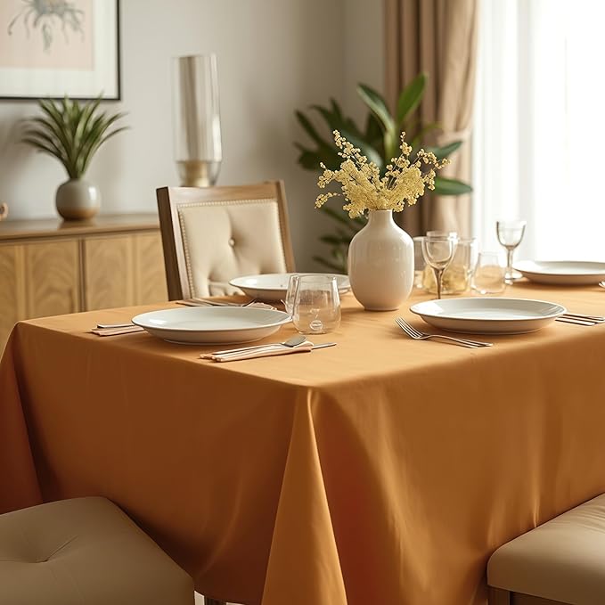 sancua Thanksgiving Tablecloths for 8 Foot Rectangle Tables, 6 Pack Light Brown - Washable Polyester Fabric Fall Table Cloth for Harvest Party, Birthday, Banquet Reception, 60x120 Inch Bronze