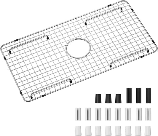 Sink Bottom Grid 29-1/2" X 15-9/16", Centered Drain with Corner Radius 3/8", Sink Protector for Single Bowl Kitchen Sinks