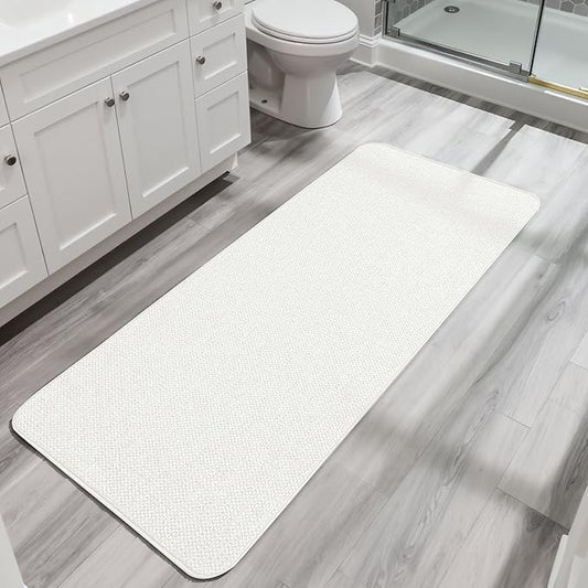 Bath Mat,Ultra Thin Bathroom Runner Rugs,Large Bath Mats for Bathroom,Quick Dry,Non-Slip,Machine Washable,Low Pile,Bath Rug,Shower Outside,Sink,Home Decor Accessories.Cream,3'x5'(36x60inch)