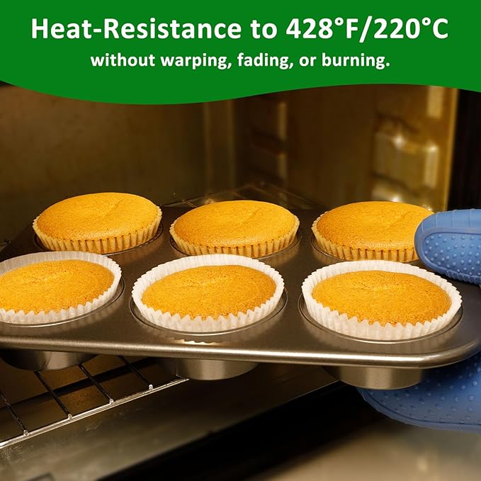 Caperci Parchment 200pcs Jumbo Muffin Liners for Baking - White Paper Large Cupcake Liners for Jumbo Muffin Pan, Balanced Non-Stick/Excellent Grease-proof, Odorless, Food Grade (White)