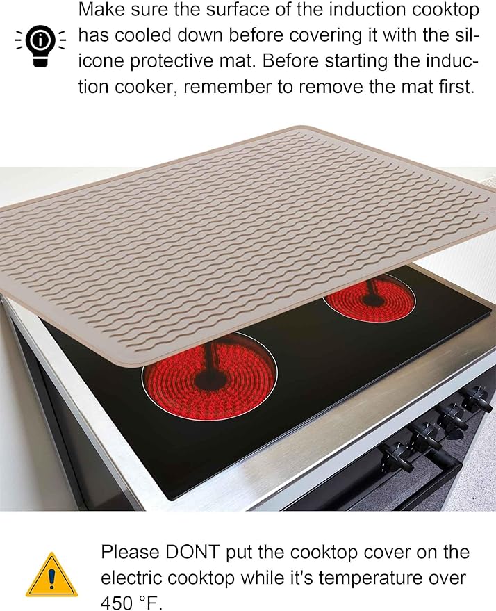 XiFEO Stove Top Covers for Electric Stove, Food Grade Heavy Duty Silicone Glass Stove Top Cover Protector, Induction Cooktop Protector, Heat Resistant Range Ceramic Stove Top Covers Mat, Oven Cover