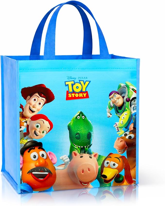 Disney Toy Story Tote Bag Accessories Set with 15" Grocery Bag Featuring Woody, Buzz Lightyear, More | Double-Sided Toy Story Reusable Bags Medium