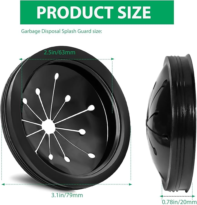 Garbage Disposal Splash Guard with Cover – 3-1/8 Inch Rubber Drain Stopper for Kitchen Sink, Fits Whirlaway/Waste King/GE, Prevents Water Splash & Clogs, Heavy-Duty Anti-Splash Guard (3-1/8 Inch)