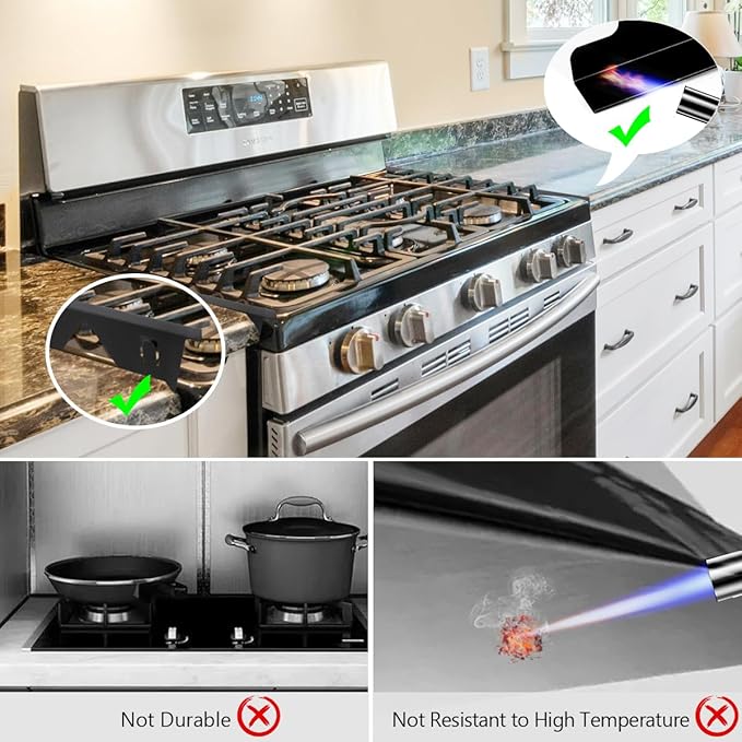 FLSEPAMB Stainless Steel Stove Gap Covers (2 Pack), Adjustable Oven Side Gap Filler, Heat Resistant, Easy to Clean for Countertop and Electric Stove, Adjustable Length 13.8'' to 27.5'', Width 0.79"