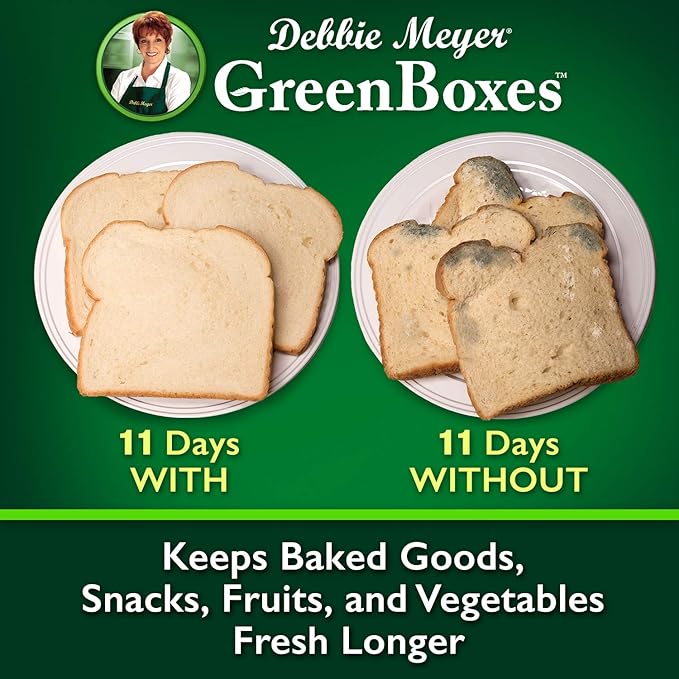 Debbie Meyer GreenBoxes – BreadBox keeps Baked Goods, Snacks, Fruits, and Vegetables Fresh Longer, Reusable, BPA Free, Made in USA