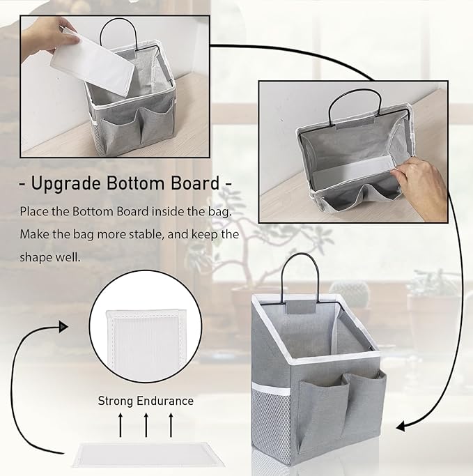 1pcs Wall Hanging Storage Bag, Wall Hanging Baskets for Organizing as Over the Door Organizer, Wall File Organizer, Rv Storage and Organization. For Bedroom, Office, Camper (Gray-Upgraded)