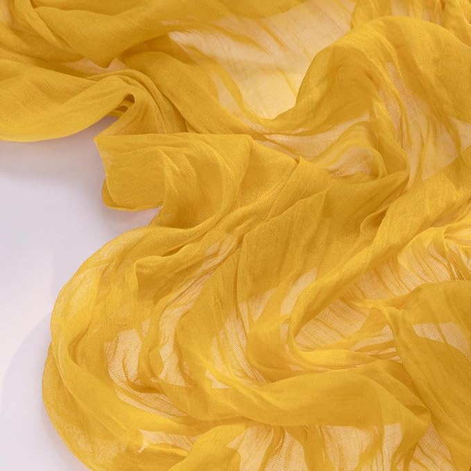 Socomi 3pcs Gold Yellow Summer Cheesecloth Table Runner Boho Rustic Gauze 120 inch 10FT Cheese Cloth Sheer Runner for Wedding Party Baby Shower Birthday Home Decor Holiday Decorations