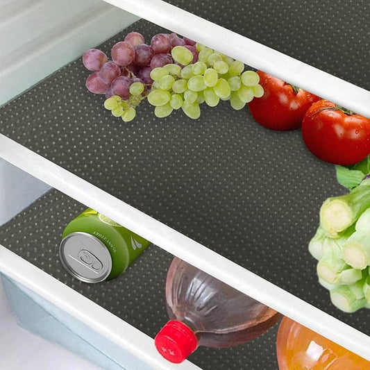 16 Pcs Refrigerator Liners Mats Washable, Refrigerator Mats Liner Waterproof Oilproof, Shinywear Fridge Liners for Shelves, Cover Pads for Freezer Glass Shelf Cupboard Cabinet Drawer (16 Black)