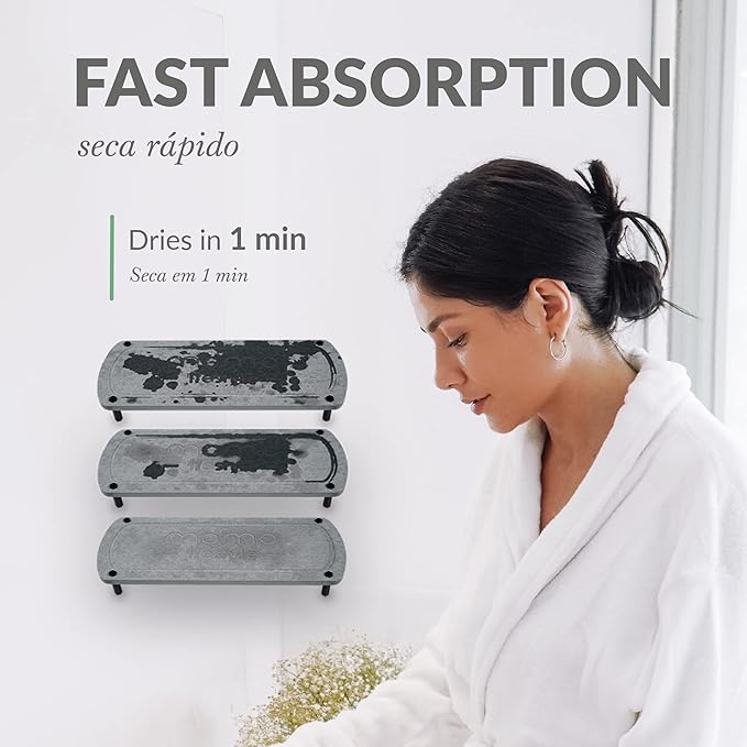 Momo Lifestyle Bathroom Kitchen Sink Fast Drying Stone Sink Tray Caddy Drying Rack Accessory Organizer Diatomaceous Earth Bottle Drying Rack Dish Sponge Countertop Organizer Drytomini