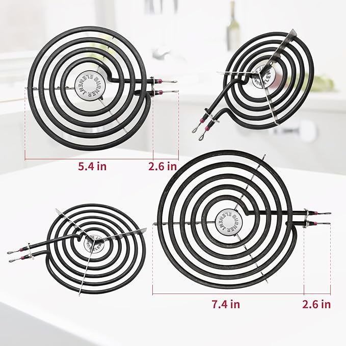 MP22YA Electric Stove Burner Element Replacement Set & W10290350 W10290353 4 Pack Black Drip Pans - Perfectly Fit Whirlpool Electric Range Stove Top