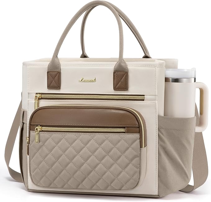 LOVEVOOK Insulated Lunch Bag Women,Wide Opening Adult Lunch Box Women with Cup Holder,Large Leakproof Cooler Bag for Work Picnic Beach Family College Mom,Lunch Teacher Breast Pump Diaper Tote Bag