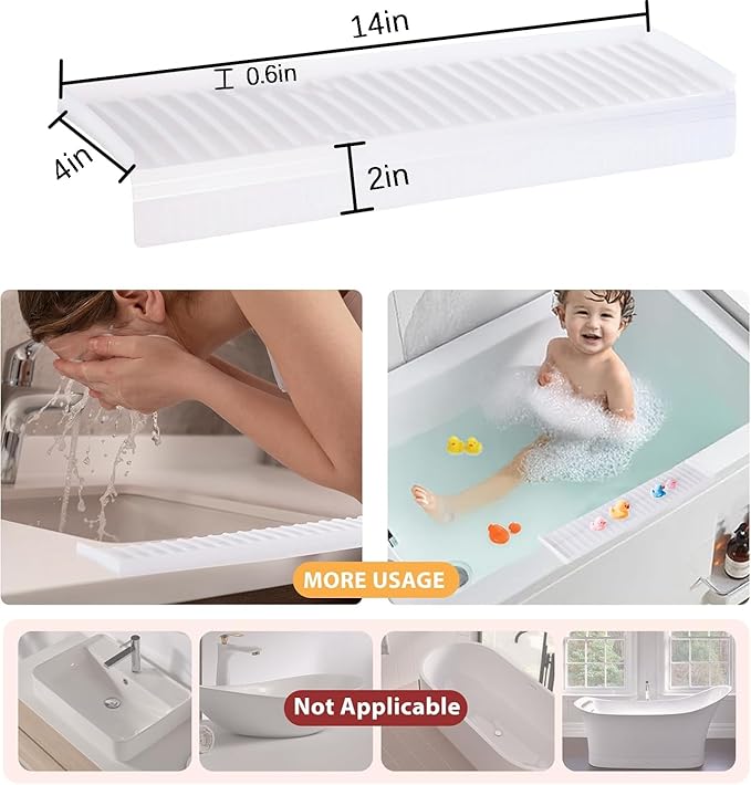 Sink Edge Protector with Suction Cup 4"x14", Silicone Sink Splash Guard for Kitchen & Bathroom, Protect Countertop from Scratches, Stains, for Stainless Steel Granite Quartz-Clear