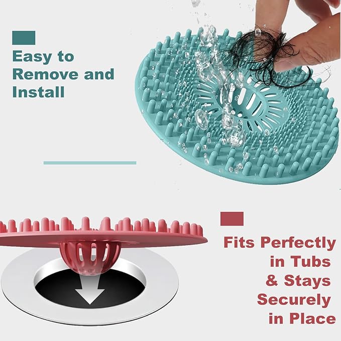 Sink Drain Strainer, Hair Catcher Shower Drain, Bathroom Silicone Bathtub Drain Cover, Bath Tub Kitchen Accessories Trap Collector Remover Protector Stopper Essentials 3 Pack (Patented)