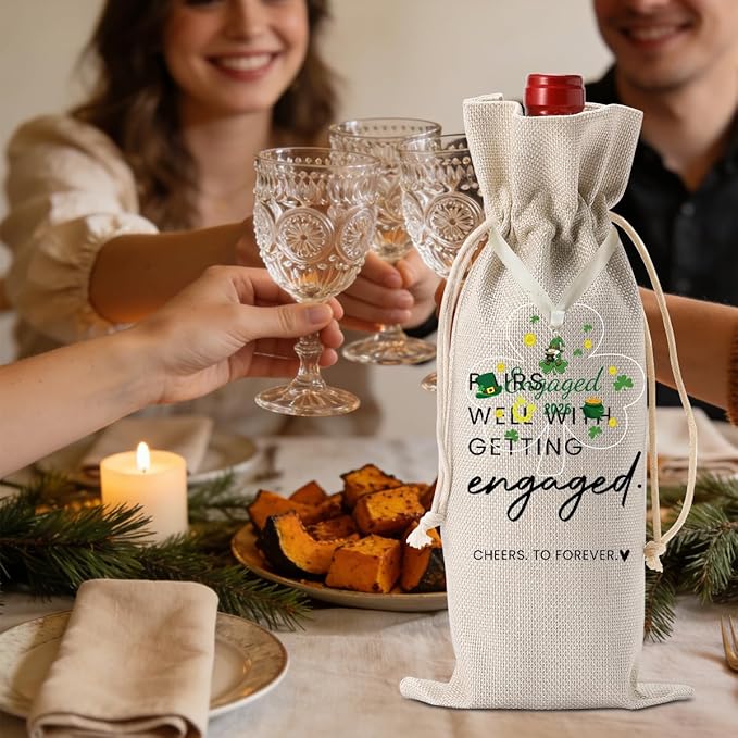 St. Patrick's Day Engaged Engagement Gifts for Couples Her St. Patrick's Day Engagement Ornament Party Decorations for Engaged Couple Wine Bag Acrylic Ornament 2026