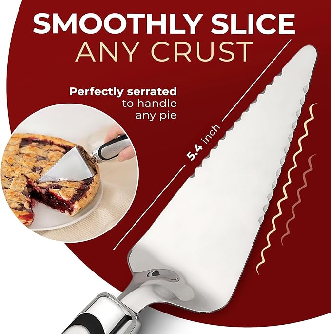 Orblue Pie Server, Essential Kitchen Tool, Serrated on Both Sides, Great for Right or Left Handed Chef, Stainless Steel Flatware, Cake Cutter, Black