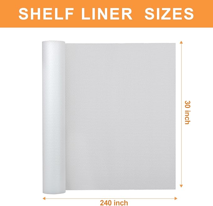Shelf Liners for Kitchen Cabinets Clear - 30 Inch Wide x 20 FT Long Large Waterproof Under Sink Mat - Translucent Non-Adhesive Easy to Cut Protector Drawer Mat for Pantry Refrigerator