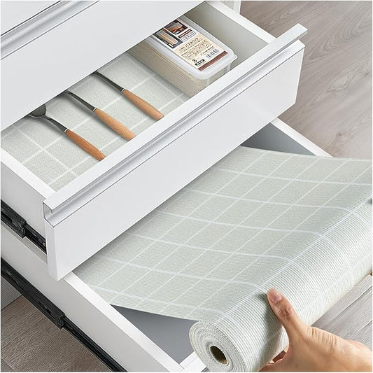 Drawer and Shelf Liner, Non-Slip Kitchen Cabinet Liners Non-Adhesive Thick Strong Grip Waterproof Washable Mats Protect Dresser Shelves Cupboard Bathroom Cabinets, Light Green, 24 in X 20 FT
