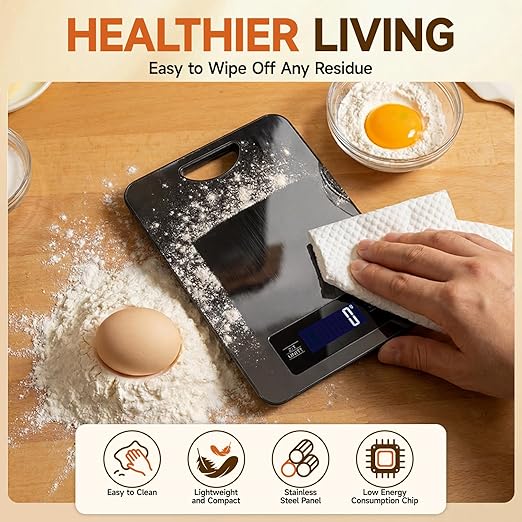 Food Scale, Digital Food Scale, Kitchen Scale with Hang Loop, 11lb Precise Baking Scale, Stainless Steel–High Precision Digital Scale for Food, Measures Grams, Ounces, Perfect for Home Cooking Baking